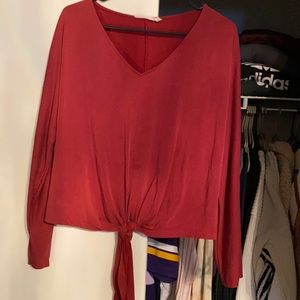 Red rayon long sleeve top